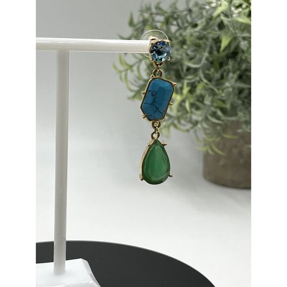 Kate Spade Turquoise Blues Green Linear Fiesta Crystal Dangle Drop Earring - Picture 10 of 16